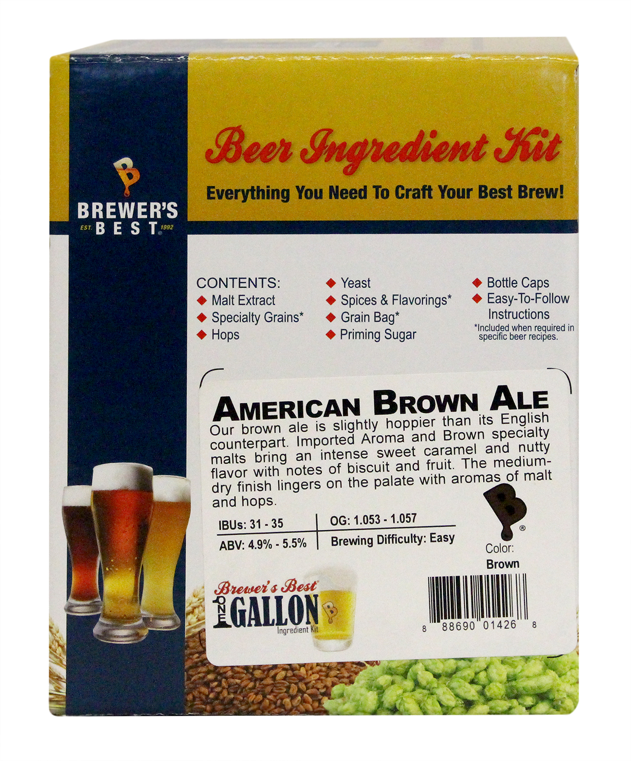 Brewer's Best One Gallon Home Brew Beer Ingredient Kit (American Brown